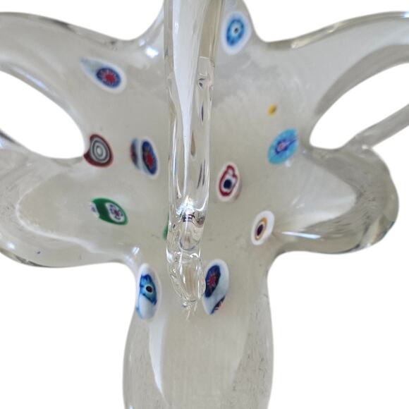 Made In Italy Murano Millefiori Swan Hand Blown Art Decor Basket Trinket Dish - Picture 6 of 9